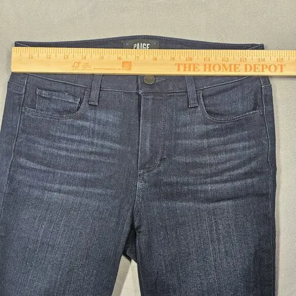 Paige Jeans Womens 27 Manhattan Bootcut Dark Wash Stretch Kolbie Whiskering - Picture 10 of 14